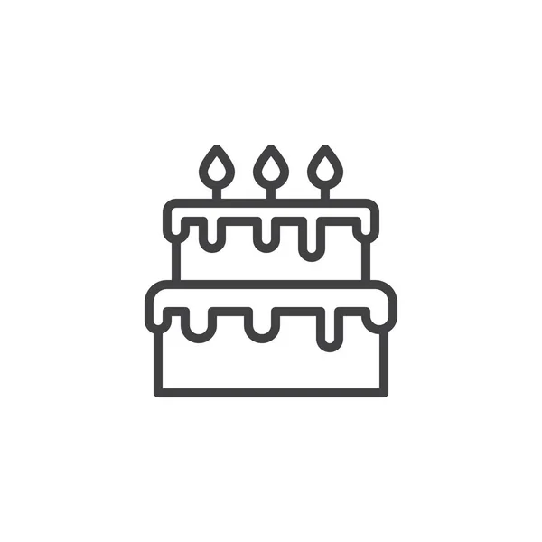 Торт зі значком контуру свічок — стоковий вектор