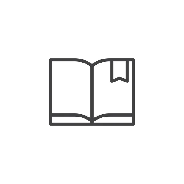 Ouvrir les pages du livre et signet icône de contour — Image vectorielle