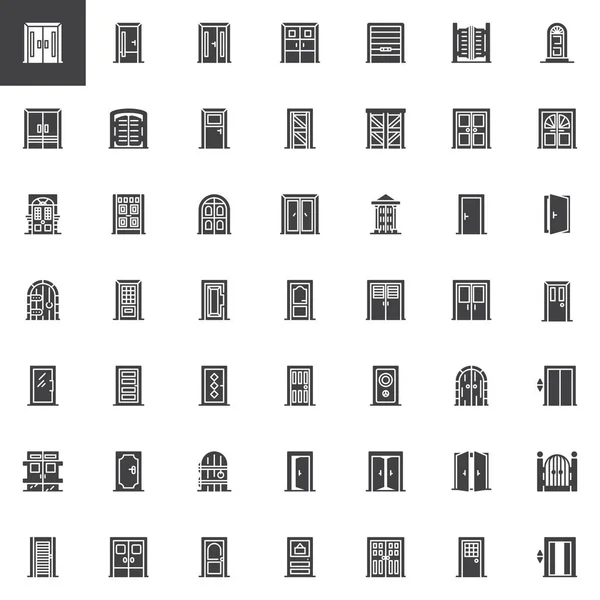 Architekturtüren Vektor-Symbole gesetzt — Stockvektor
