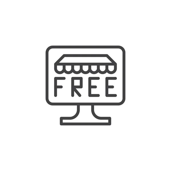 Icono de esquema de compras gratis en línea — Vector de stock