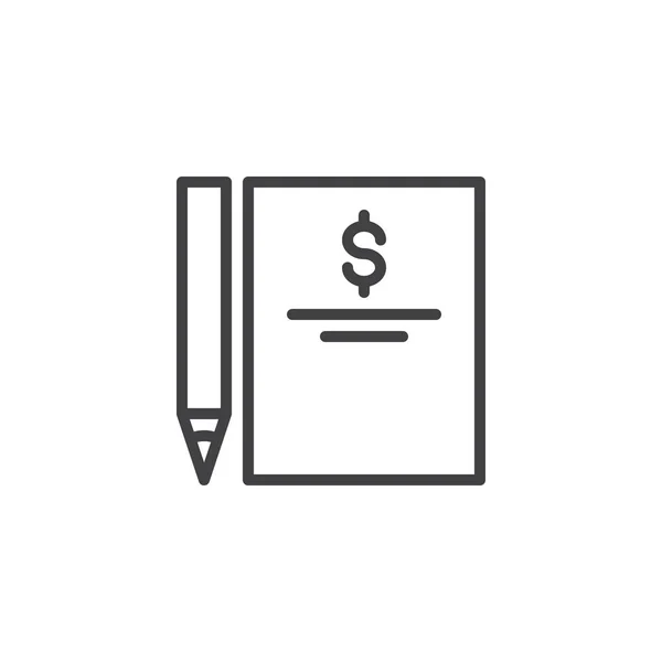 Dollar Invoice and pen outline icon — Stock Vector