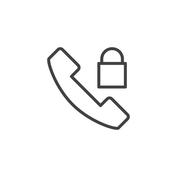 Icono de contorno de bloqueo de llamada telefónica — Vector de stock