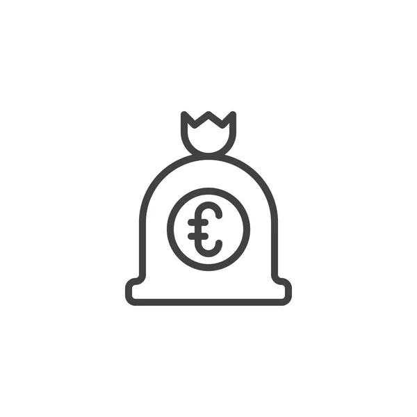 Euro money bag outline icon — Stock Vector