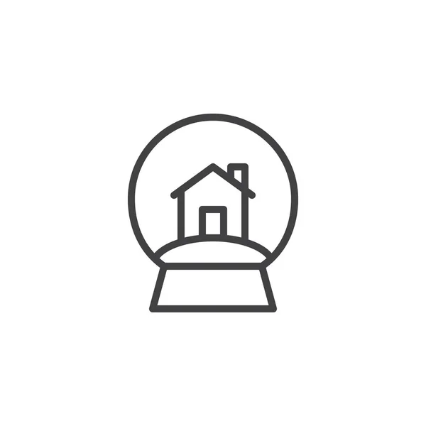 Bola de nieve con un icono de contorno de la casa — Vector de stock