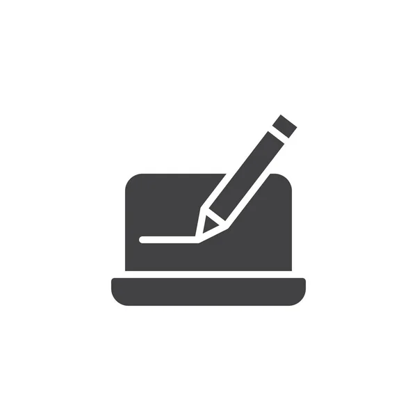 Laptop and pencil vector icon — Stock Vector