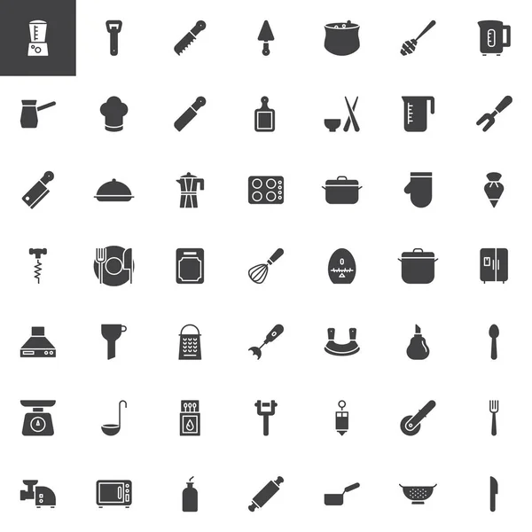 Conjunto de iconos vectoriales de utensilios de cocina — Archivo Imágenes Vectoriales