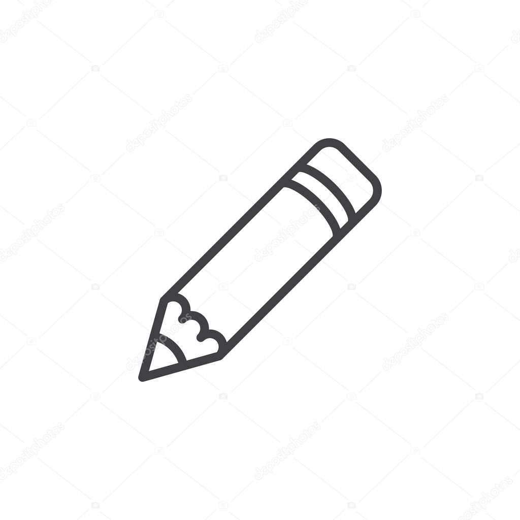 Edit pen outline icon. linear style sign for mobile concept and web design. Pencil, crayon simple line vector icon. Symbol, logo illustration. Pixel perfect vector graphics