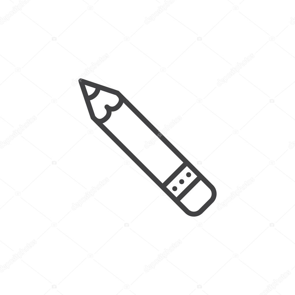 Pencil outline icon. linear style sign for mobile concept and web design. Crayon simple line vector icon. Symbol, logo illustration. Pixel perfect vector graphics