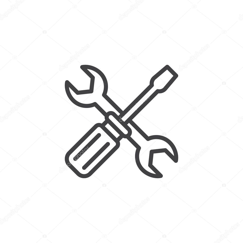 Wrench and screwdriver tools outline icon
