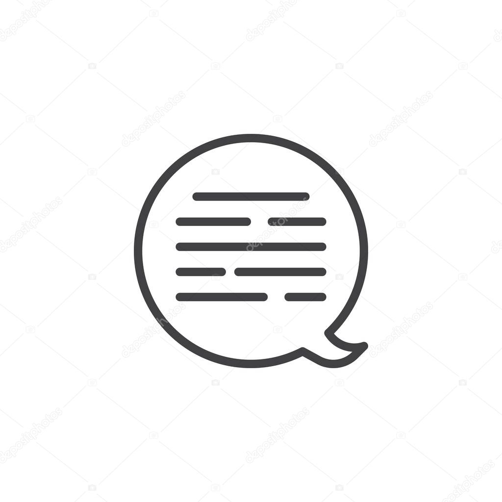 Speech bubble text outline icon