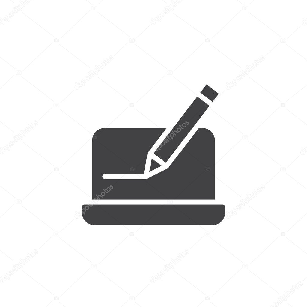 Laptop and pencil vector icon