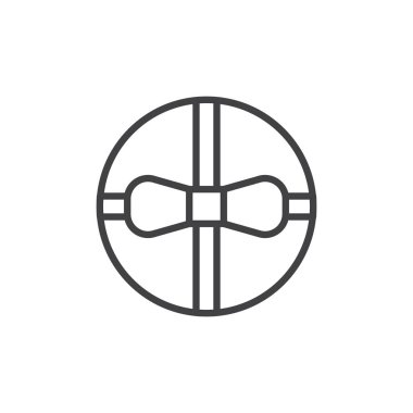 Yuvarlak hediye kutusu ile yay şerit anahat simgesini