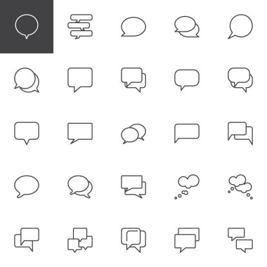 Konuşma balonları Icons set anahat