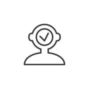 Onay işareti anahat simgesi olan insan kafası