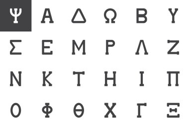 Yunan alfabesinin sembolleri Icons set vektör