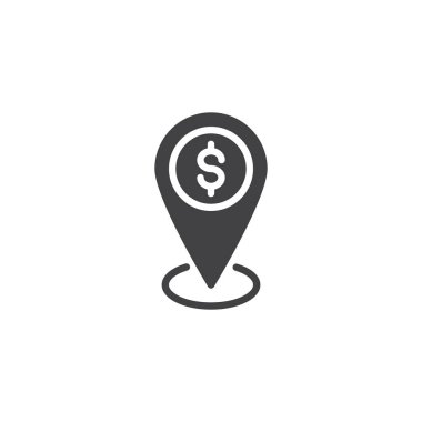 Dolar döviz konumu PIN vektör simgesi