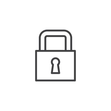 Anahtar deliği anahat simgesi ile asma kilit