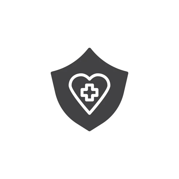 Escudo médico con cruz y el icono del vector del corazón — Vector de stock