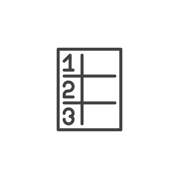 Matematické tabulky osnovy ikona — Stockový vektor