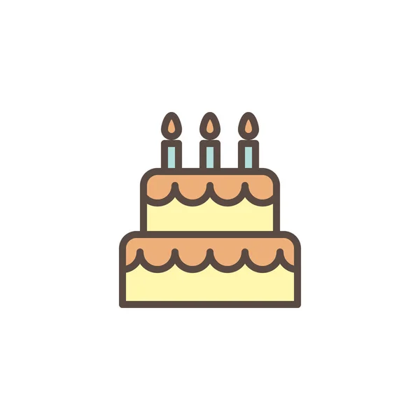 Party cake with candles filled outline icon — Stock Vector