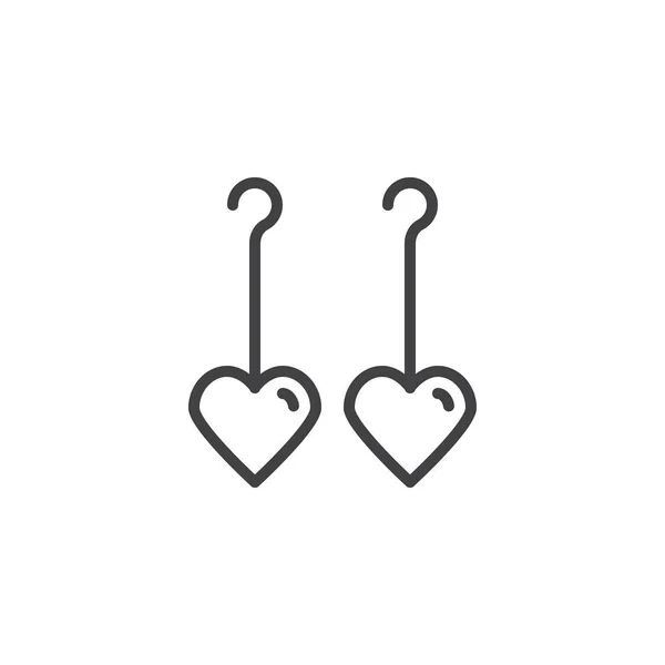Coração em forma de ícone de contorno brinco — Vetor de Stock