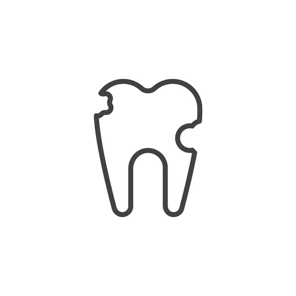 Broken tooth outline icon — Stock Vector