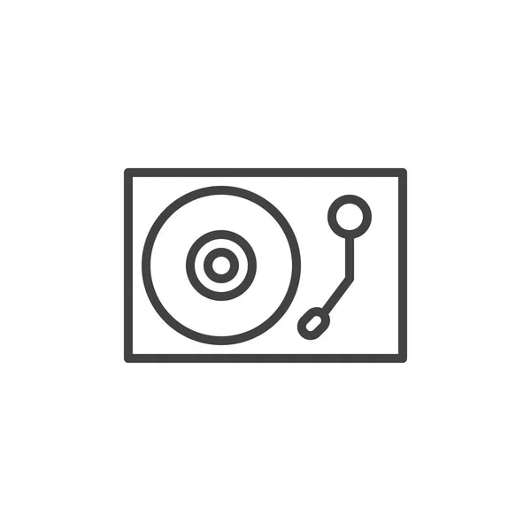 Mezclador de Dj, icono de esquema de gramófono — Vector de stock