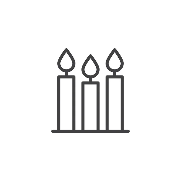 Иконка контура горящих свечей — стоковый вектор