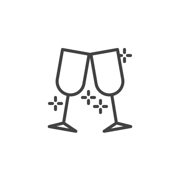 Cheers glasses clink outline icon — Stock Vector