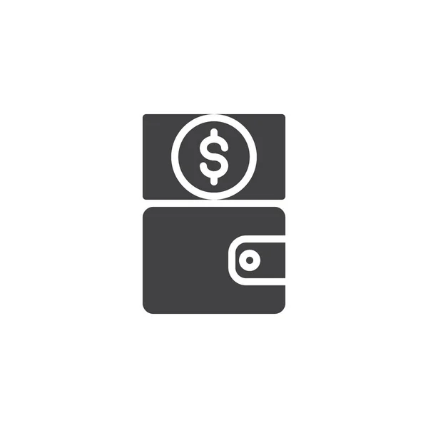 Portefeuille et icône vectorielle de billets de dollar — Image vectorielle