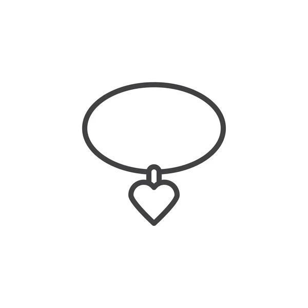 Halskette mit Herz-Anhänger Umriss Symbol — Stockvektor