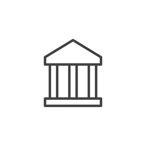 Banca edificio icona contorno — Vettoriale Stock
