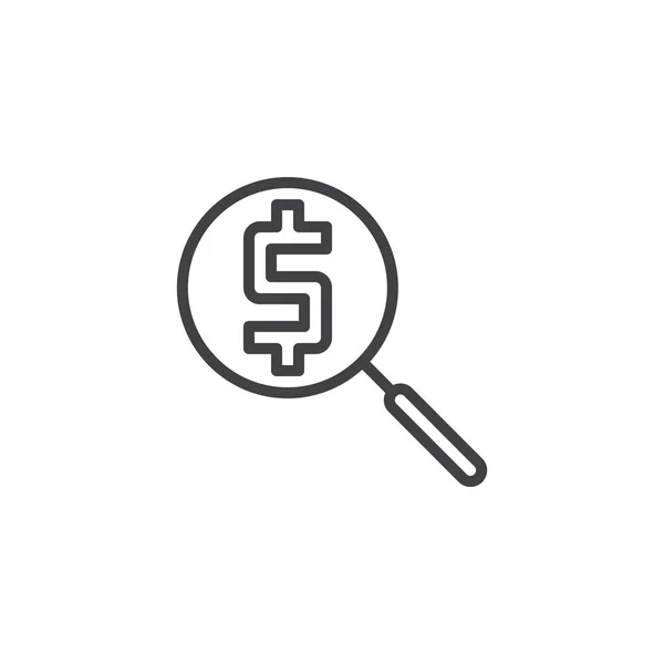 Money search outline icon — Stock Vector