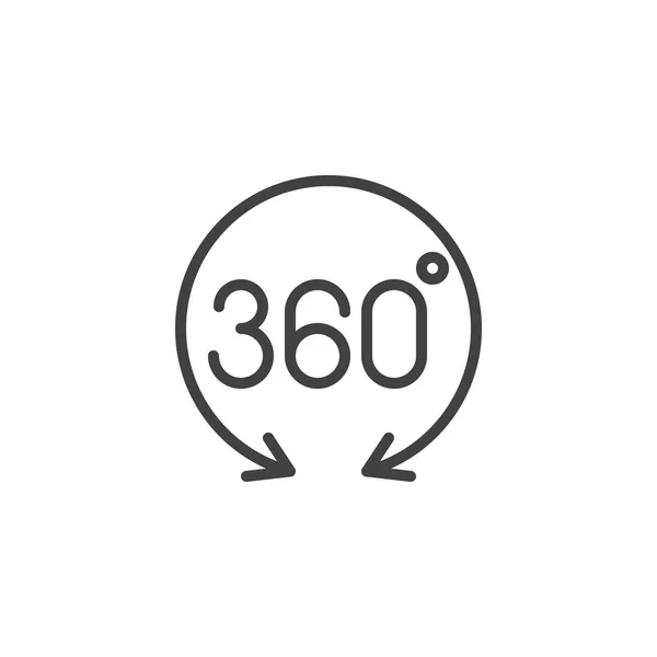 360 ikona konturu strzałki widoku stopnia — Wektor stockowy