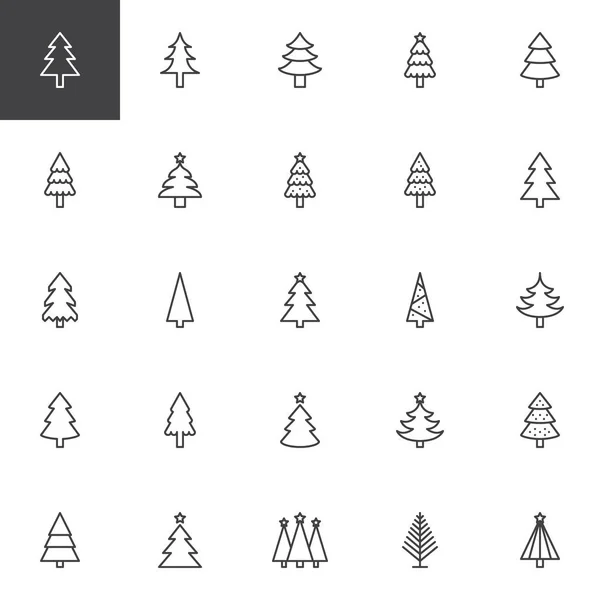 Ikony osnovy vánočního stromu nastaveny — Stockový vektor