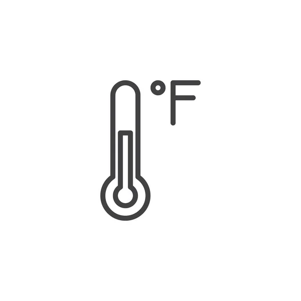 Ícone de contorno do termômetro Fahrenheit — Vetor de Stock
