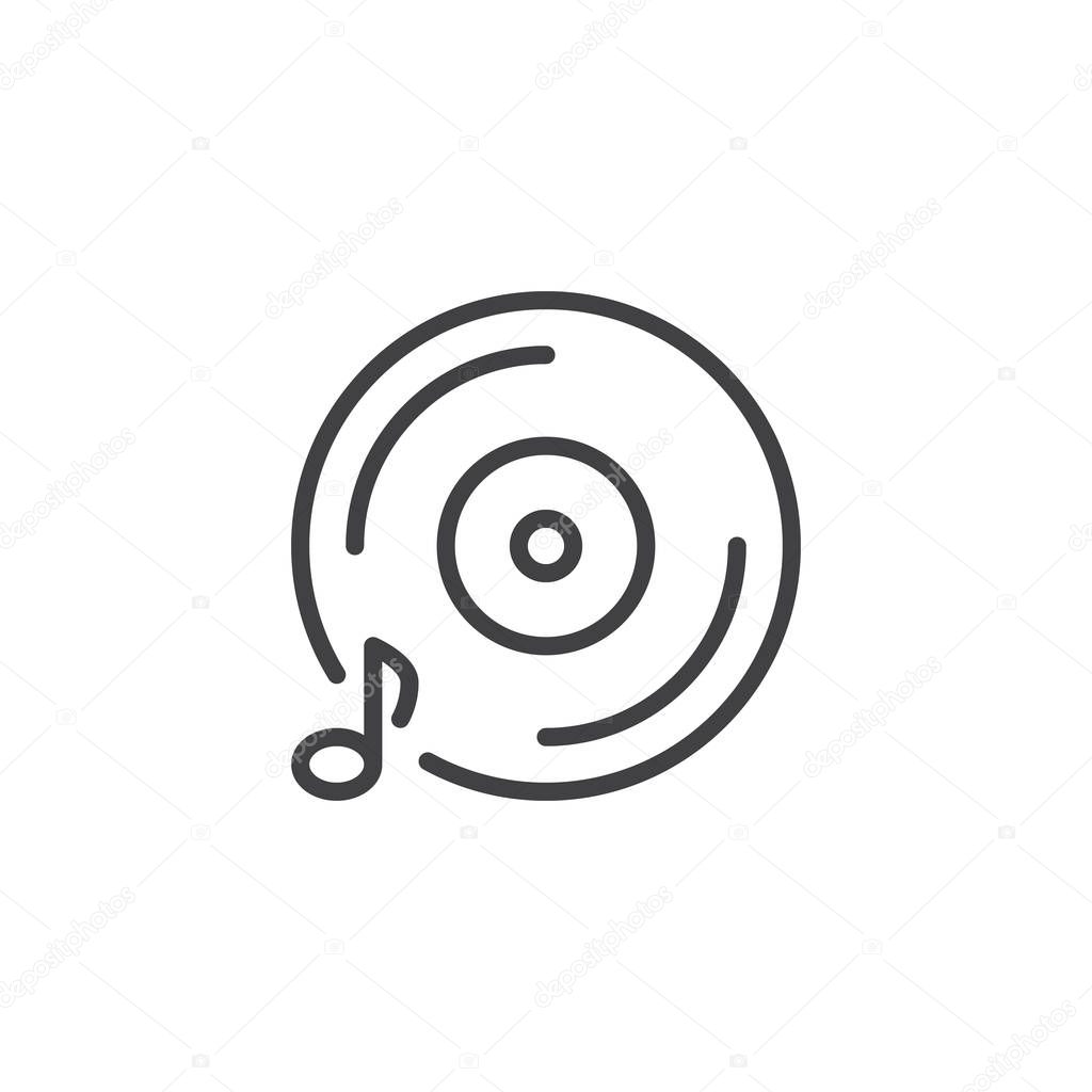 Music disk outline icon. linear style sign for mobile concept and web design. Audio compact disc simple line vector icon. Symbol, logo illustration. Pixel perfect vector graphics