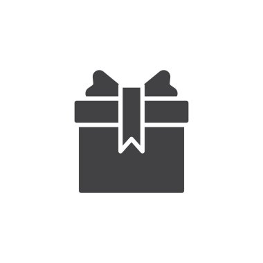 Doğum günü hediye kutusu ile yay kurdele vektör simgesi