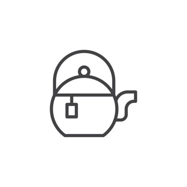 Çay potu ile çay poşeti anahat simgesini