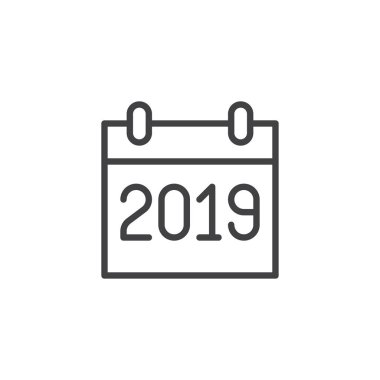 2019 yılı takvim anahat simgesini