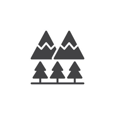 Dağ zirveleri ve ağaçlar vektör simgesi