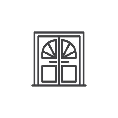 Cam pencere anahat simgesi ile çift kapı