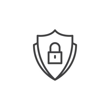 Kilit anahat simgesi ile güvenlik kalkanı