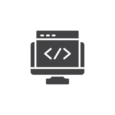 SEO vektör simgesi ile bilgisayar ekranı