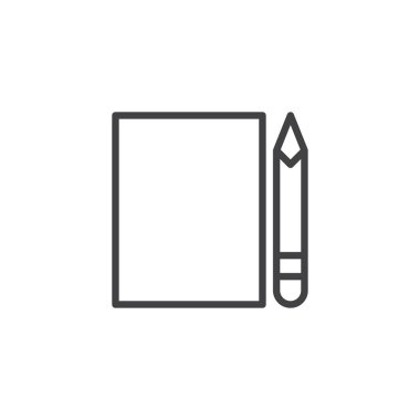 Kağıt levha ve kalem anahat simgesi