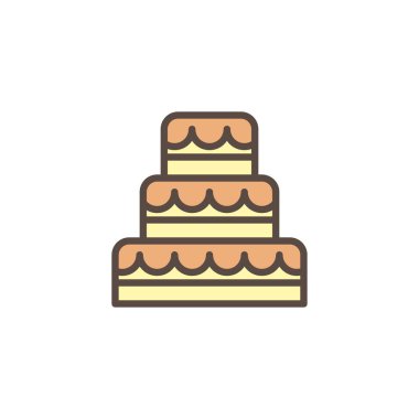 Düğün pastası anahat simgesini dolu