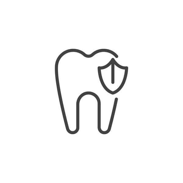 Icono del contorno de protección dental — Vector de stock