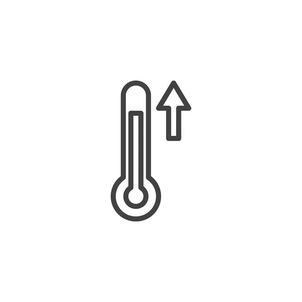 Icono del contorno de flecha con temperatura ascendente — Vector de stock