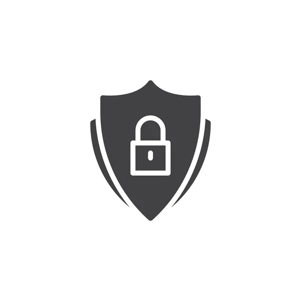 Escudo de seguridad con icono de vector de bloqueo — Vector de stock