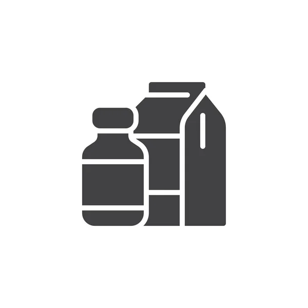 ミルクのボトルとパッケージのベクトルのアイコン — ストックベクタ
